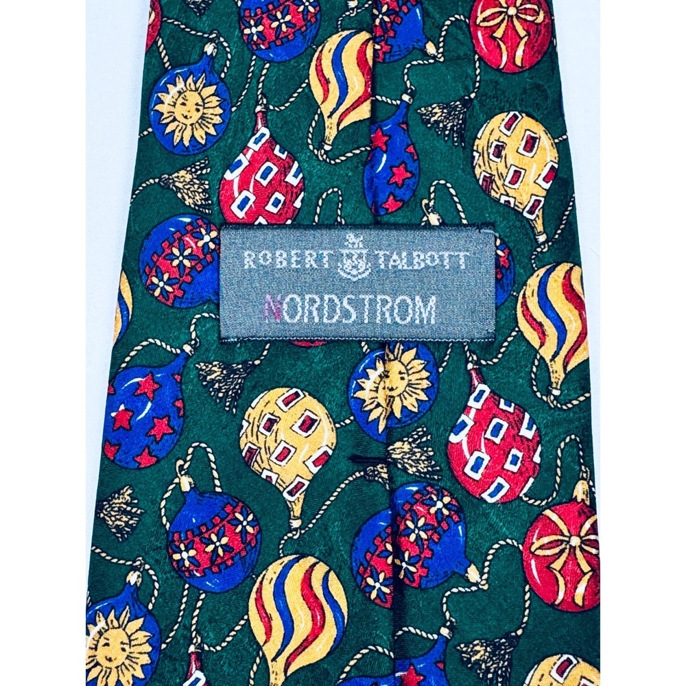 Robert Talbott Tie Mens Green Silk Novelty Ornaments Christmas Holiday Necktie - Picture 5 of 10